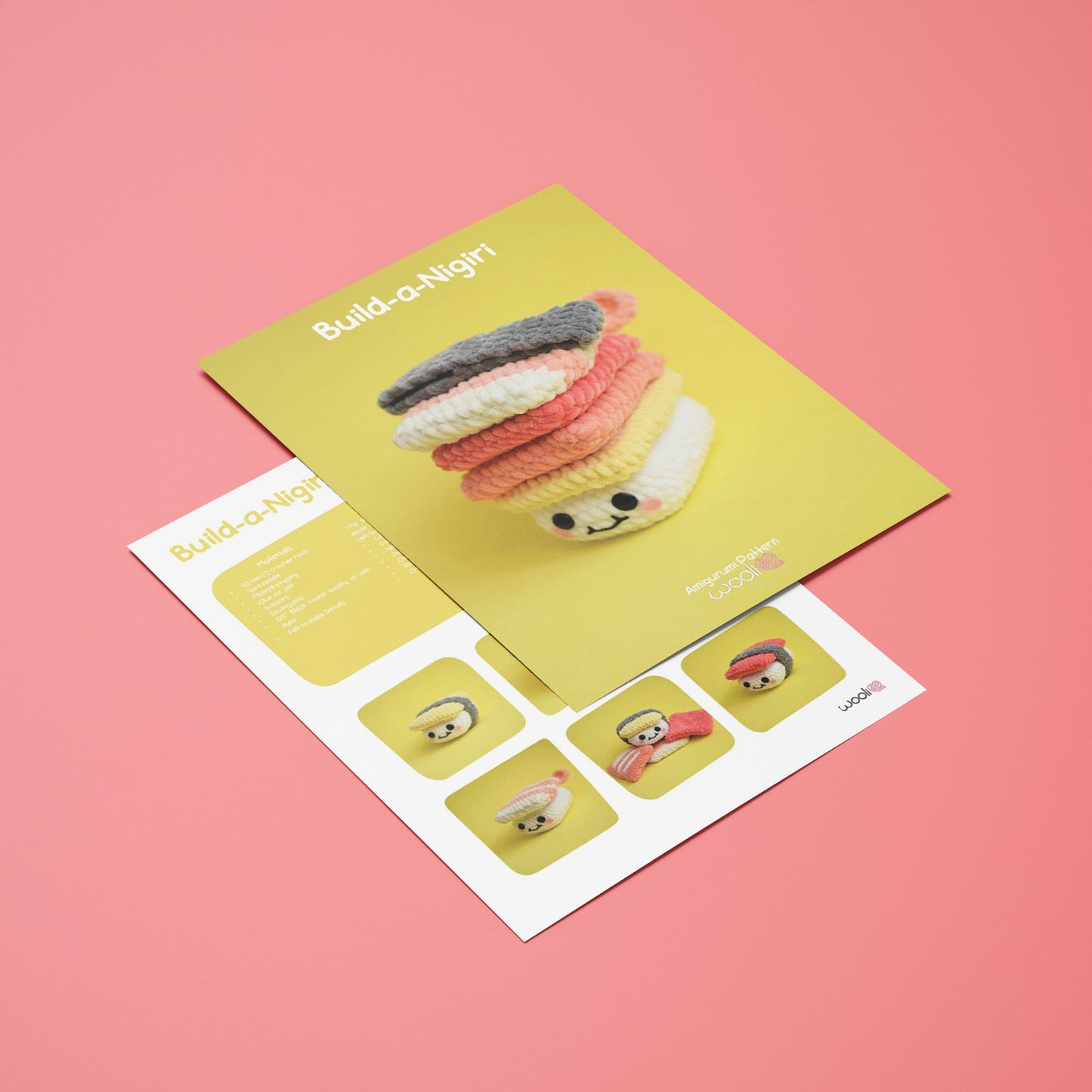 Build-a-Nigiri Tuna, Salmon, Tamago and Shrimp Nigiri PDF Amigurumi Pattern | English/Spanish