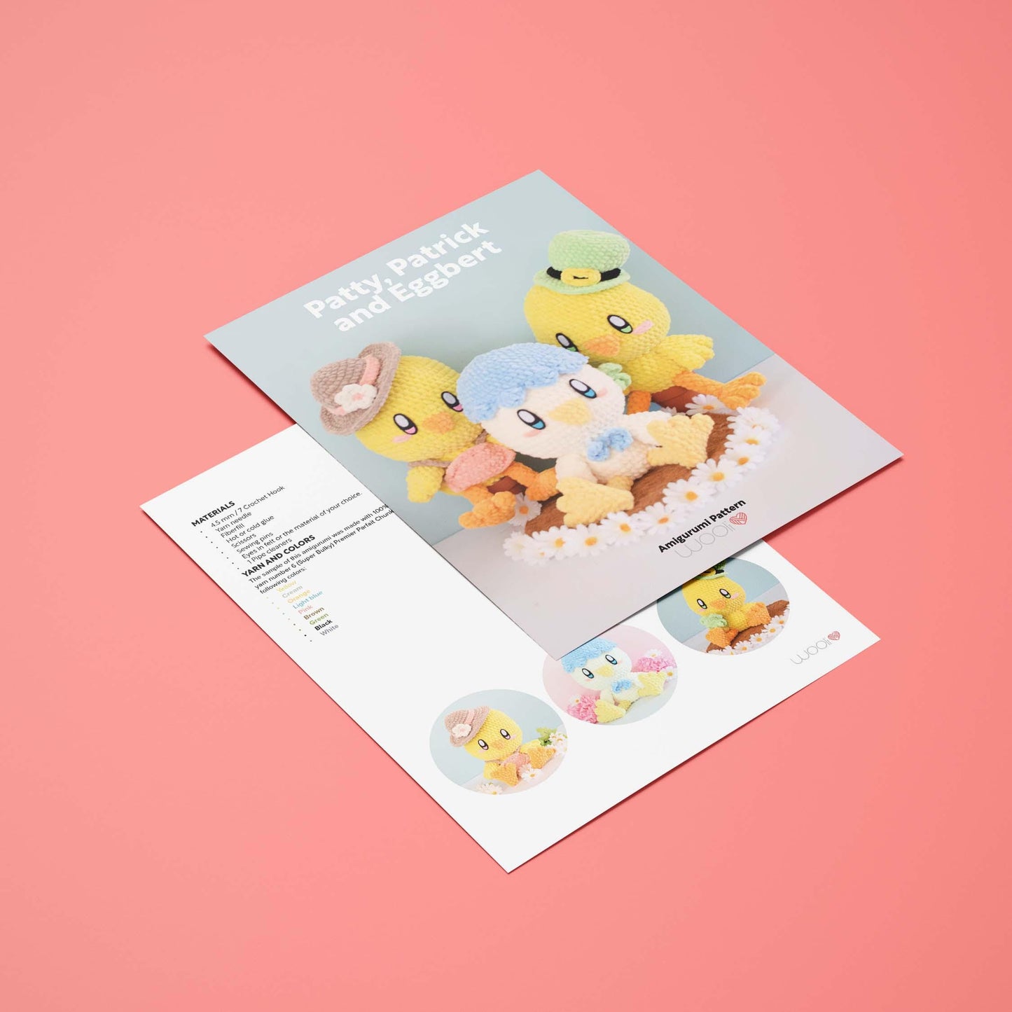 Patty, Patrick and Eggbert the Chicks Family PDF Amigurumi Pattern | English and Spanish