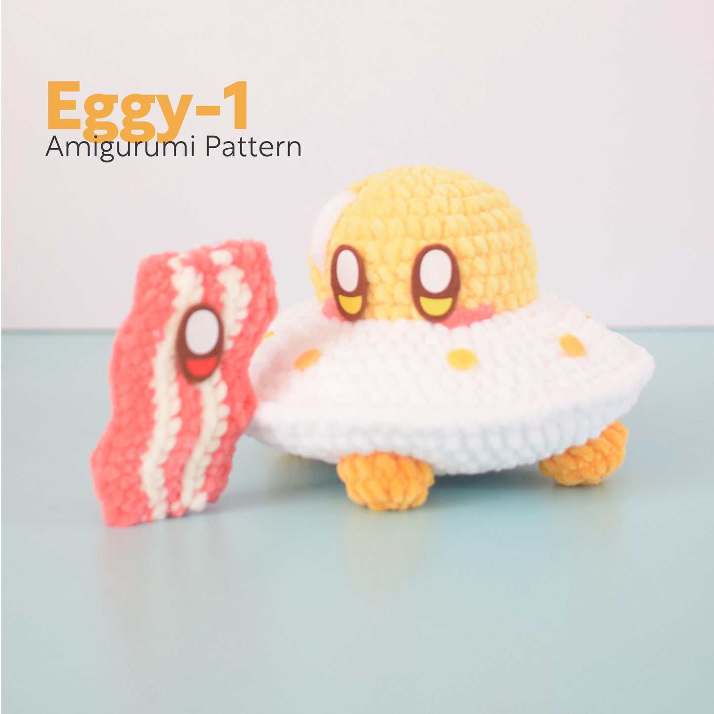 Eggy-1 UFO Egg and Bacon Alien PDF Amigurumi Pattern | English/Spanish