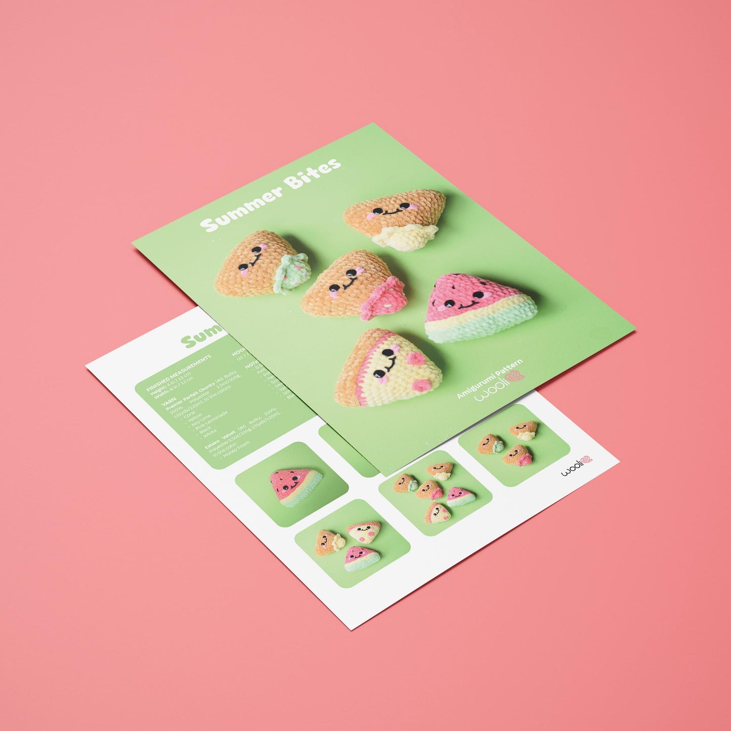Summer Bites Pizza, Watermelon and Chip PDF Amigurumi Pattern | English and Spanish