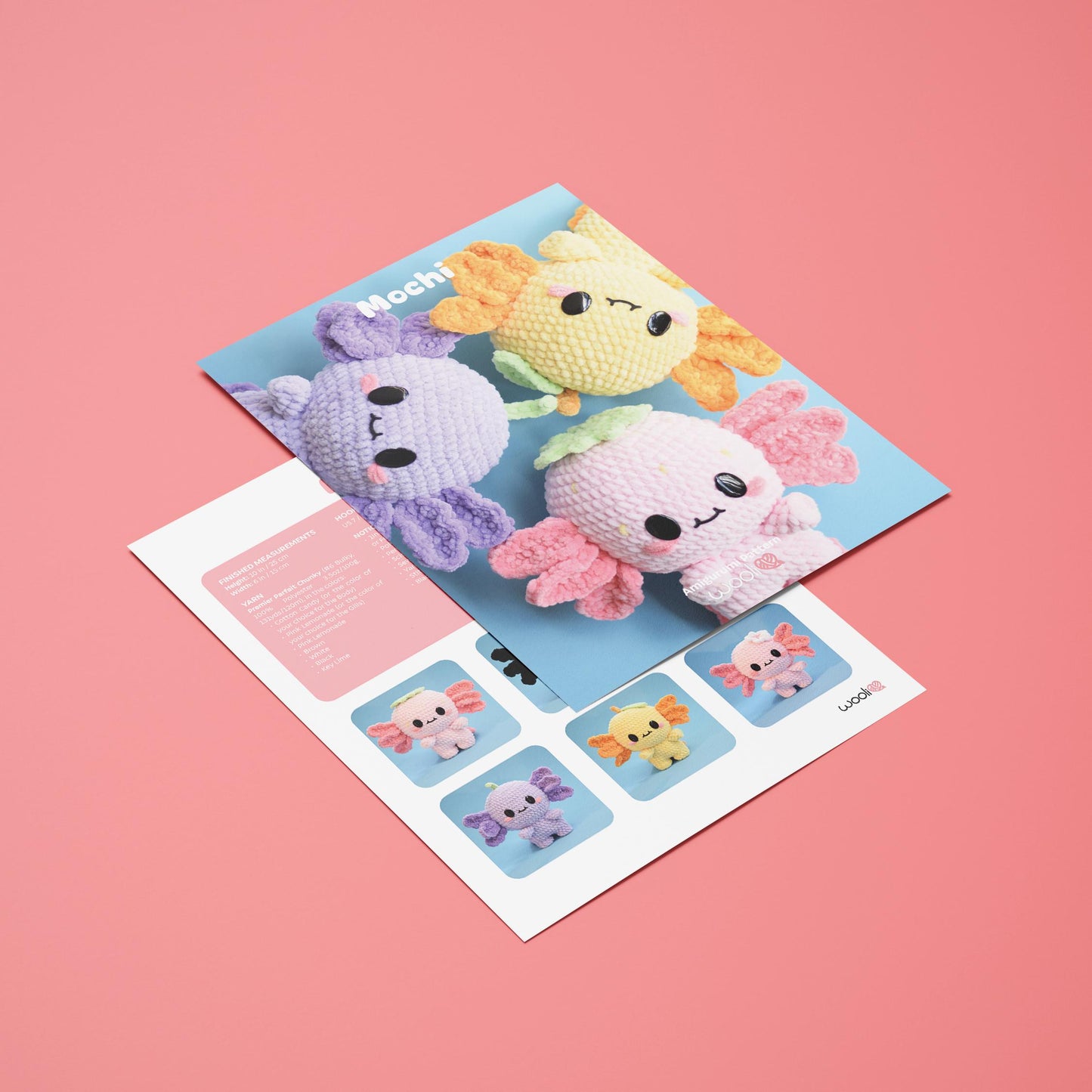Mochi the Axolotl PDF Amigurumi Pattern | English and Spanish