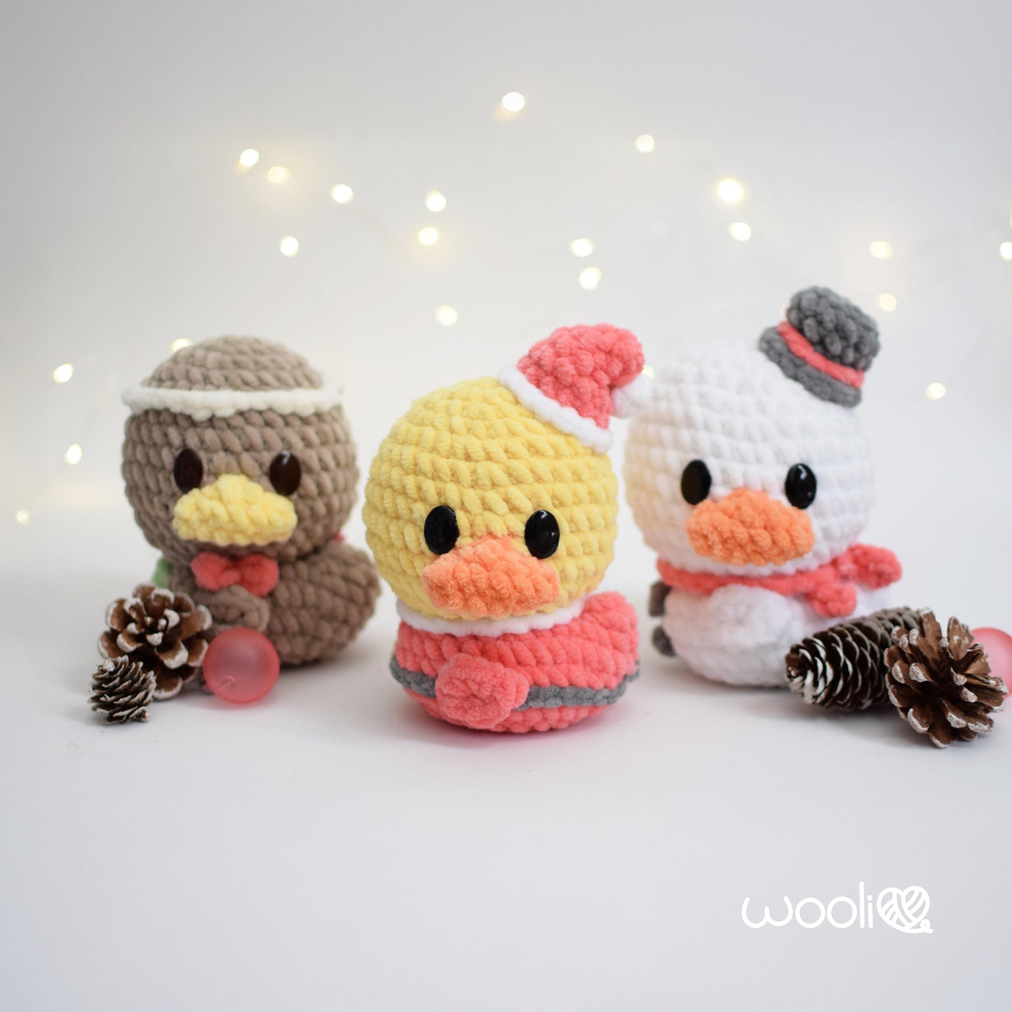 Christmas Ducklings Snow, Gingerbread and Santa PDF Amigurumi Pattern | English and Spanish