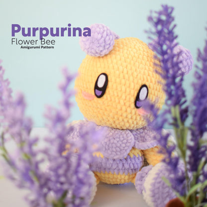 Purpurina Flower Bee PDF Amigurumi Pattern | English and Spanish