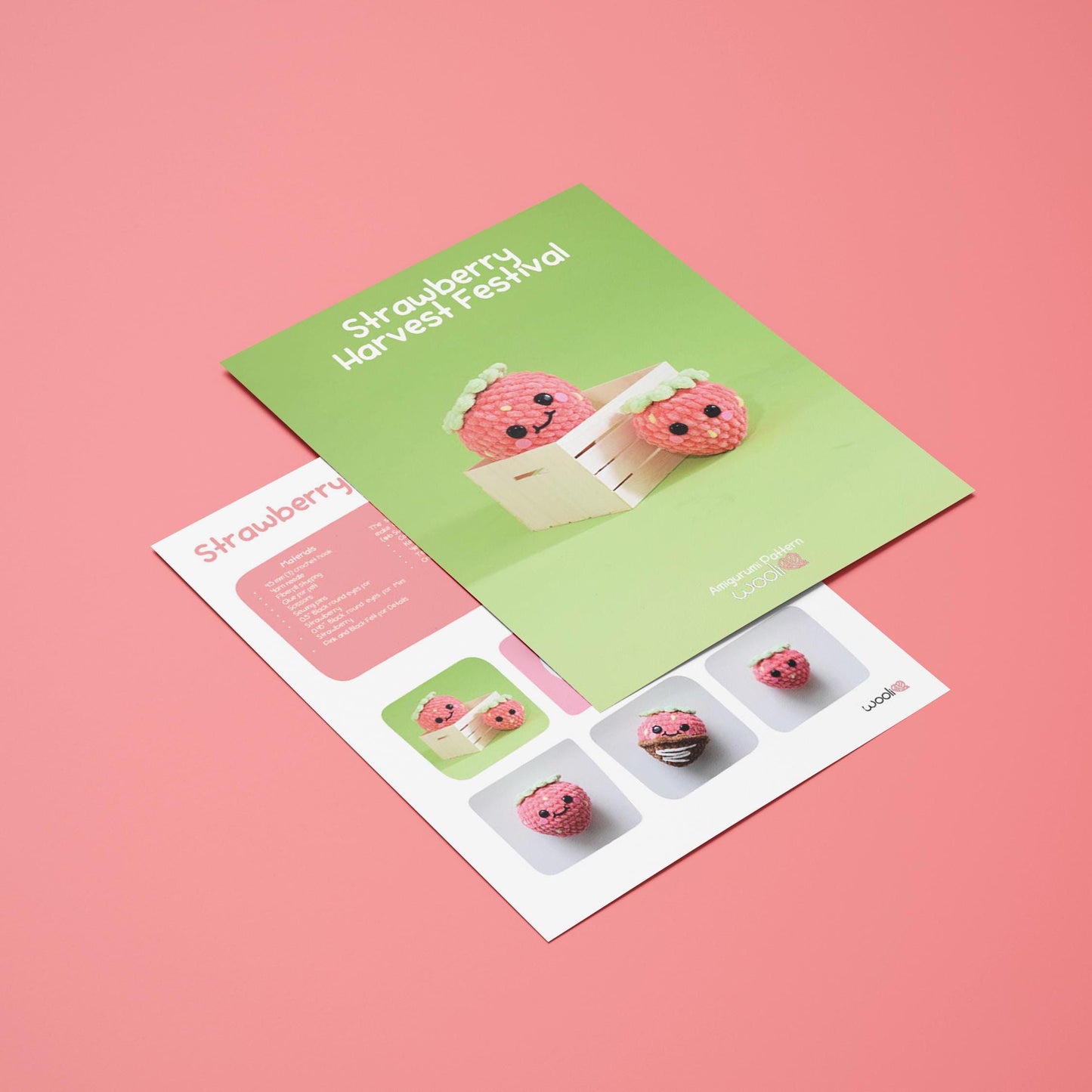 Strawberry Harvest Festival 3-1 Strawberry, Chocolate and Mini Strawberry PDF Amigurumi Pattern | English and Spanish