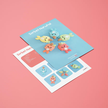 Sorbet Narwhal PDF Amigurumi Pattern | English and Spanish