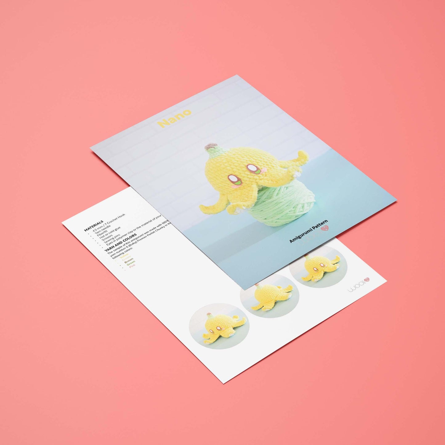 Nano the Banana Octopus PDF Amigurumi Pattern | English and Spanish