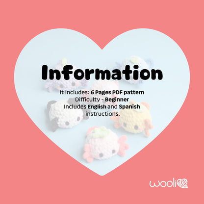 Mini Mochi the Mini Axolotl PDF Amigurumi Pattern | English and Spanish