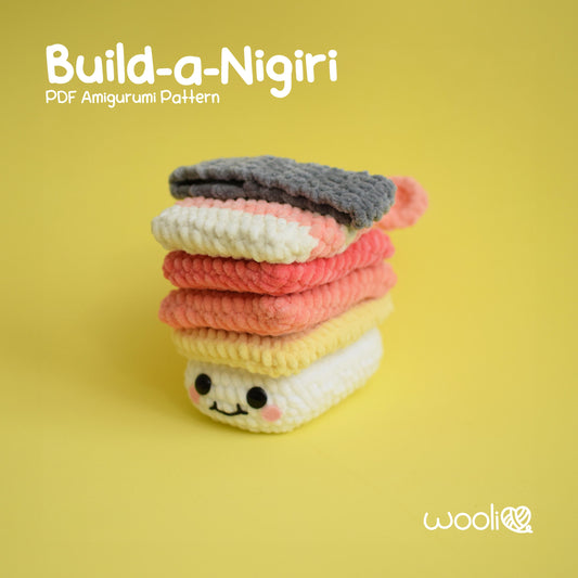 Build-a-Nigiri Tuna, Salmon, Tamago and Shrimp Nigiri PDF Amigurumi Pattern | English/Spanish