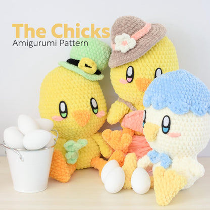 Patty, Patrick and Eggbert the Chicks Family PDF Amigurumi Pattern | English and Spanish