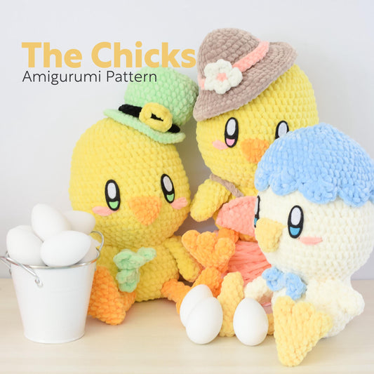 Patty, Patrick and Eggbert the Chicks Family PDF Amigurumi Pattern | English and Spanish