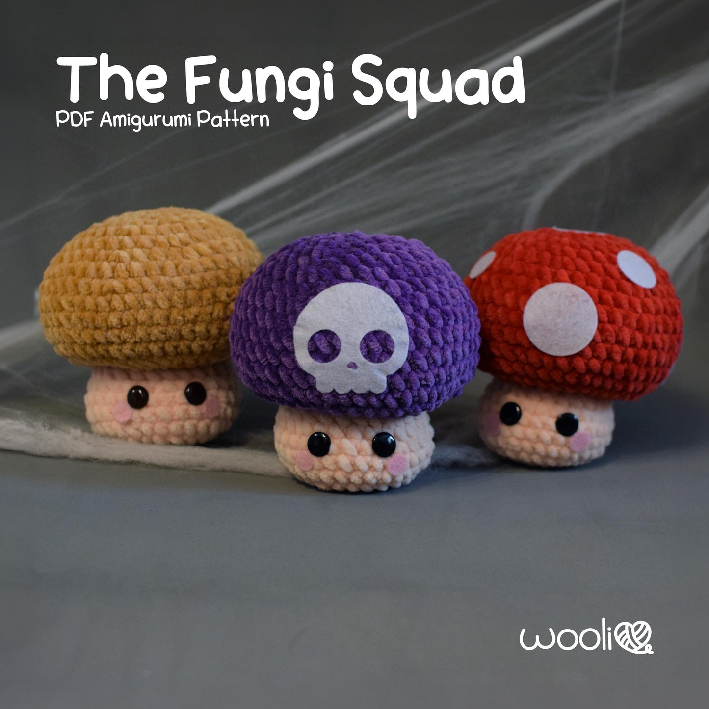 The Fungi Squad Classic, Poisonous, and Spotted Mushrooms PDF Amigurumi Pattern | English and Spanish