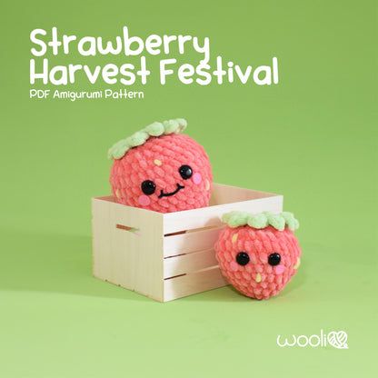 Strawberry Harvest Festival 3-1 Strawberry, Chocolate and Mini Strawberry PDF Amigurumi Pattern | English and Spanish