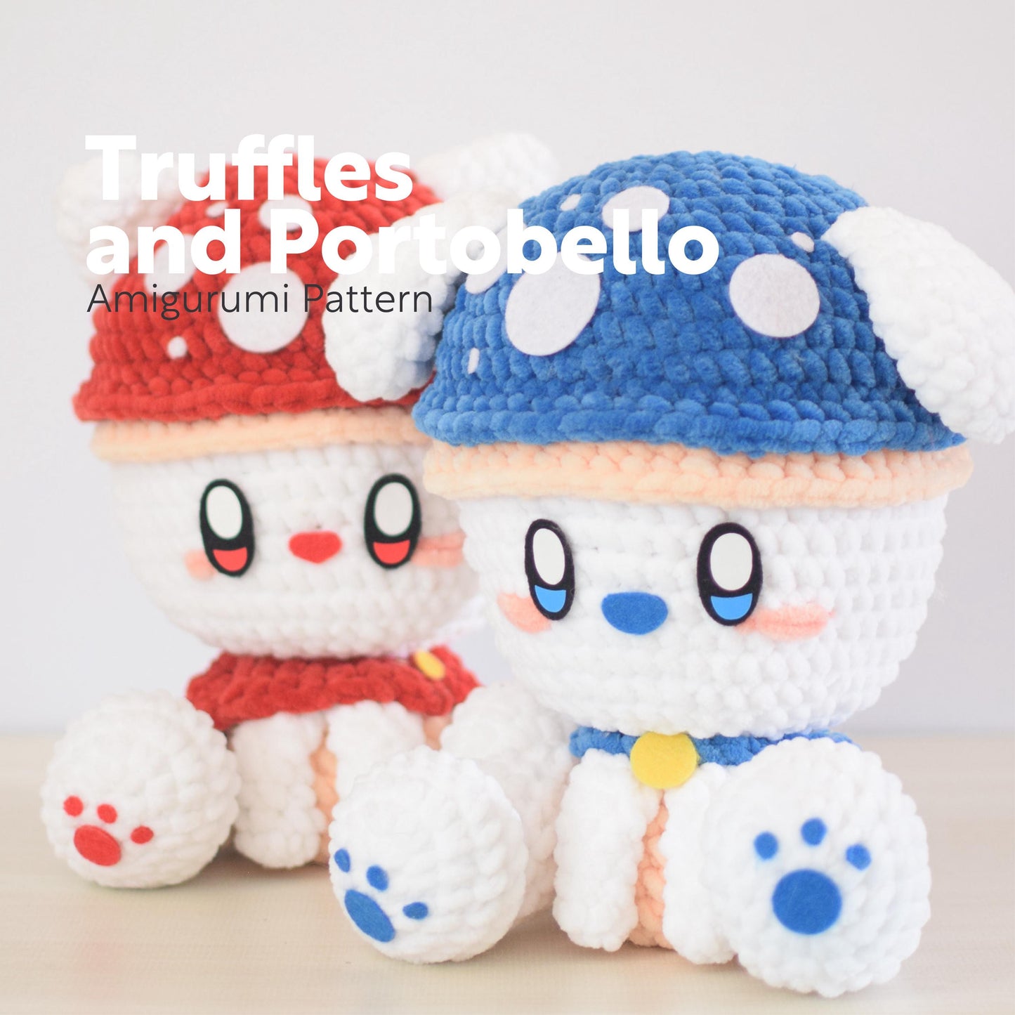 Truffles and Portobello the Mushroom Friends PDF Amigurumi Pattern | English and Spanish
