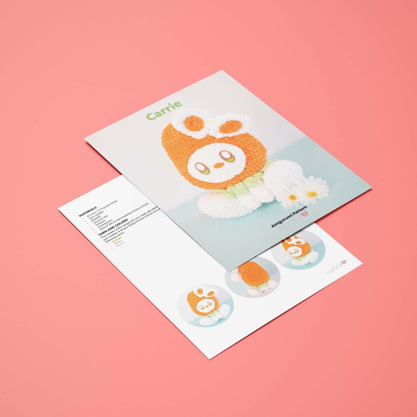 Carrie Bunny stuck in a Carrot PDF Amigurumi Pattern | English and Spanish