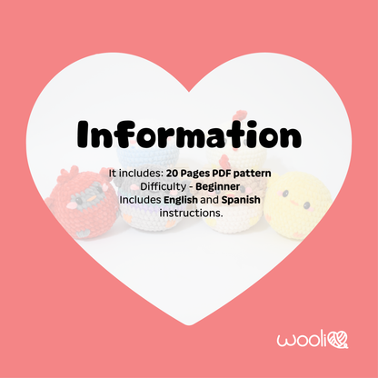 Bounci Little Birds (Chicken, White Chicken, Brown Chicken, Budgie, Pigeon and Cardinal) | PDF Amigurumi Pattern | English and Spanish