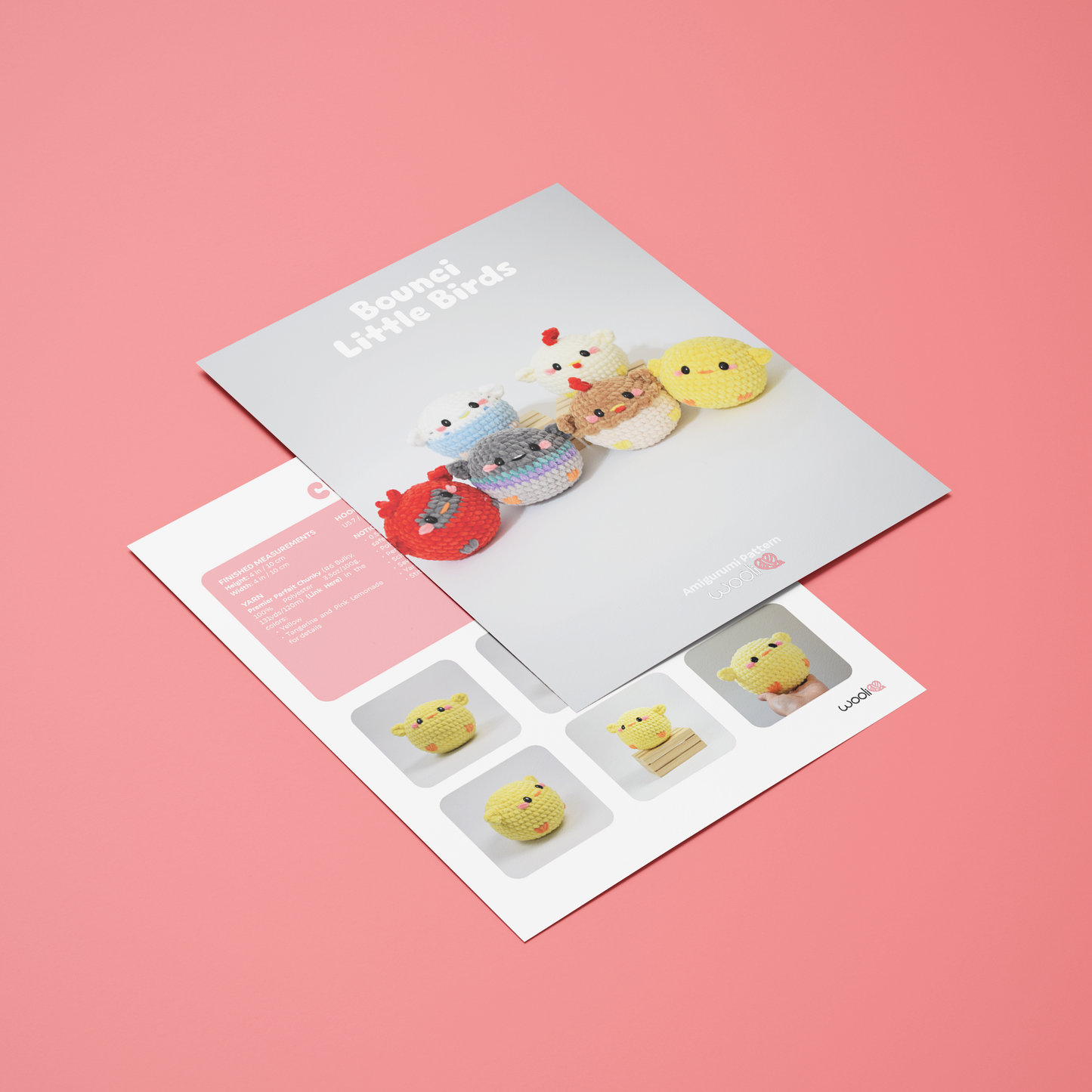 Bounci Little Birds (Chicken, White Chicken, Brown Chicken, Budgie, Pigeon and Cardinal) | PDF Amigurumi Pattern | English and Spanish