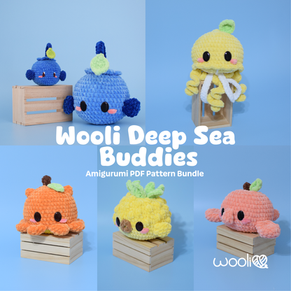 Deep Sea Buddies | PDF Amigurumi Pattern Bundle | English and Spanish