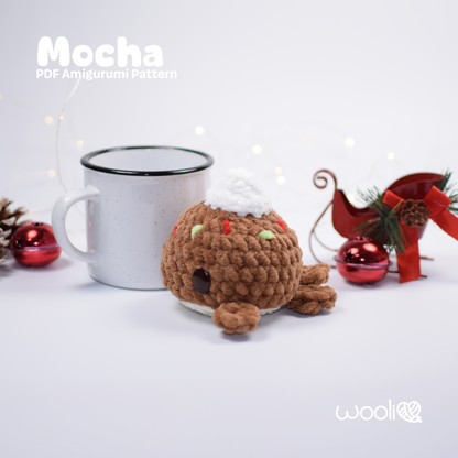 Mocha the Hot Chocolate Whale PDF Amigurumi Pattern | English and Spanish