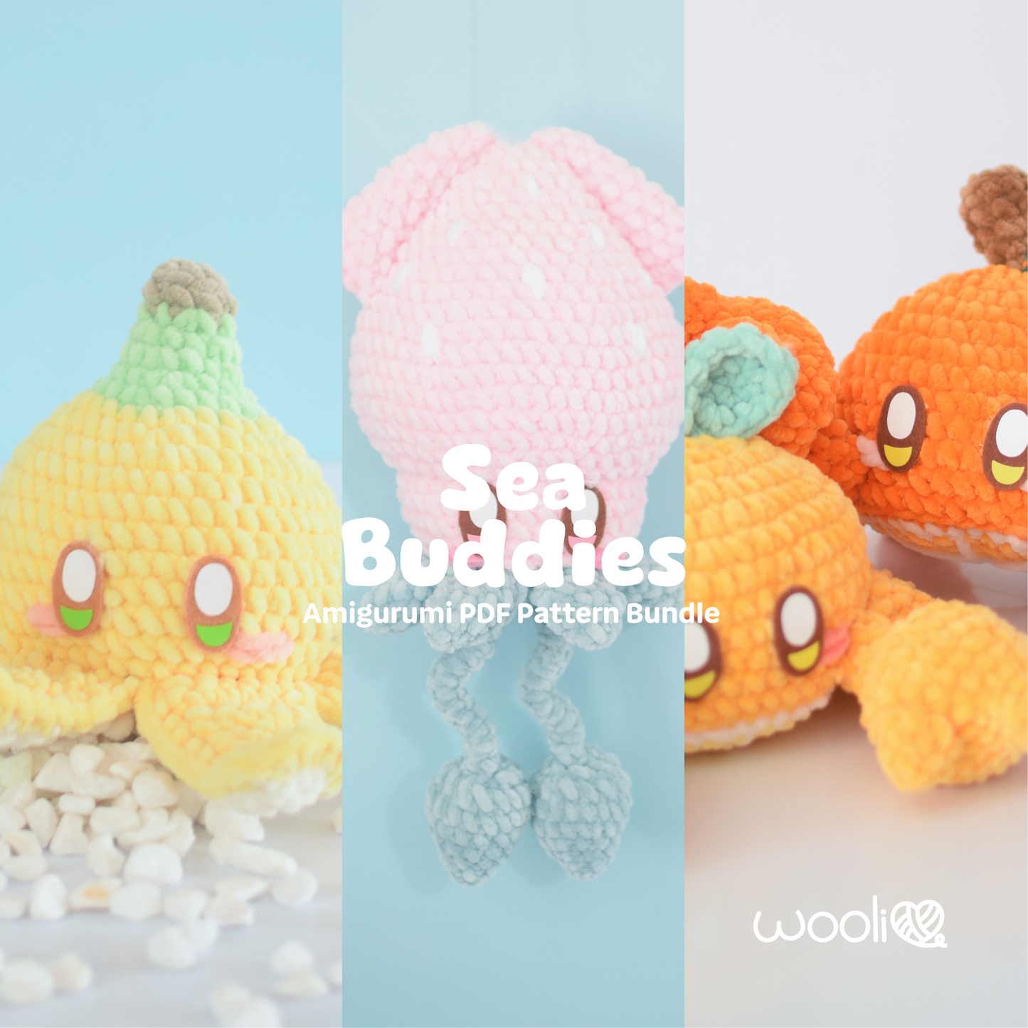 Sea Buddies | PDF Amigurumi Pattern Bundle | English and Spanish