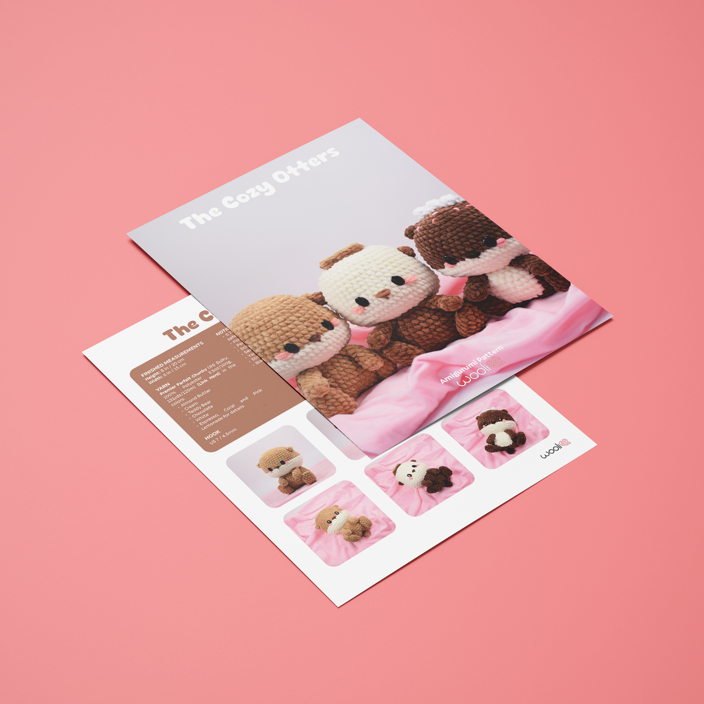 The Cozy Otters, Hot Cocoa, Cappuccino and S'more Otter | PDF Amigurumi Pattern | English and Spanish