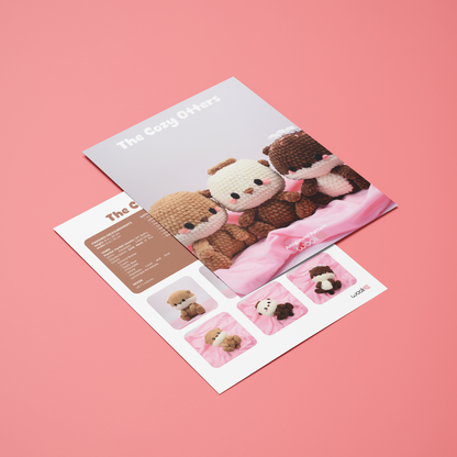The Cozy Otters, Hot Cocoa, Cappuccino and S'more Otter | PDF Amigurumi Pattern | English and Spanish