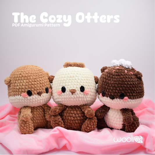 PRE SALE The Cozy Otters, Hot Cocoa, Cappuccino and S'more Otter | PDF Amigurumi Pattern | English and Spanish | PDF pattern will be available and sent on Monday, January 19
