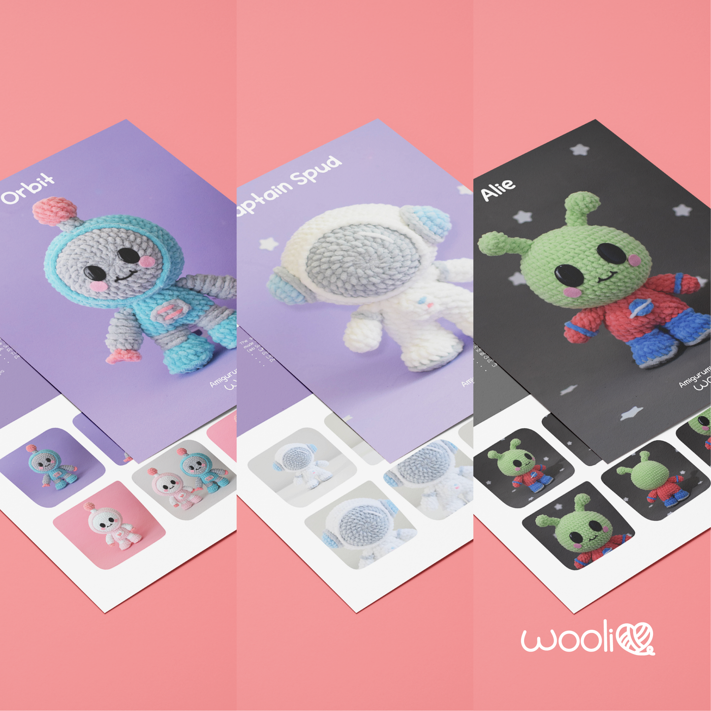 Wooli Space Explorers | PDF Amigurumi Pattern Bundle | English and Spanish