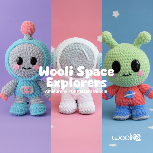 Wooli Space Explorers | PDF Amigurumi Pattern Bundle | English and Spanish