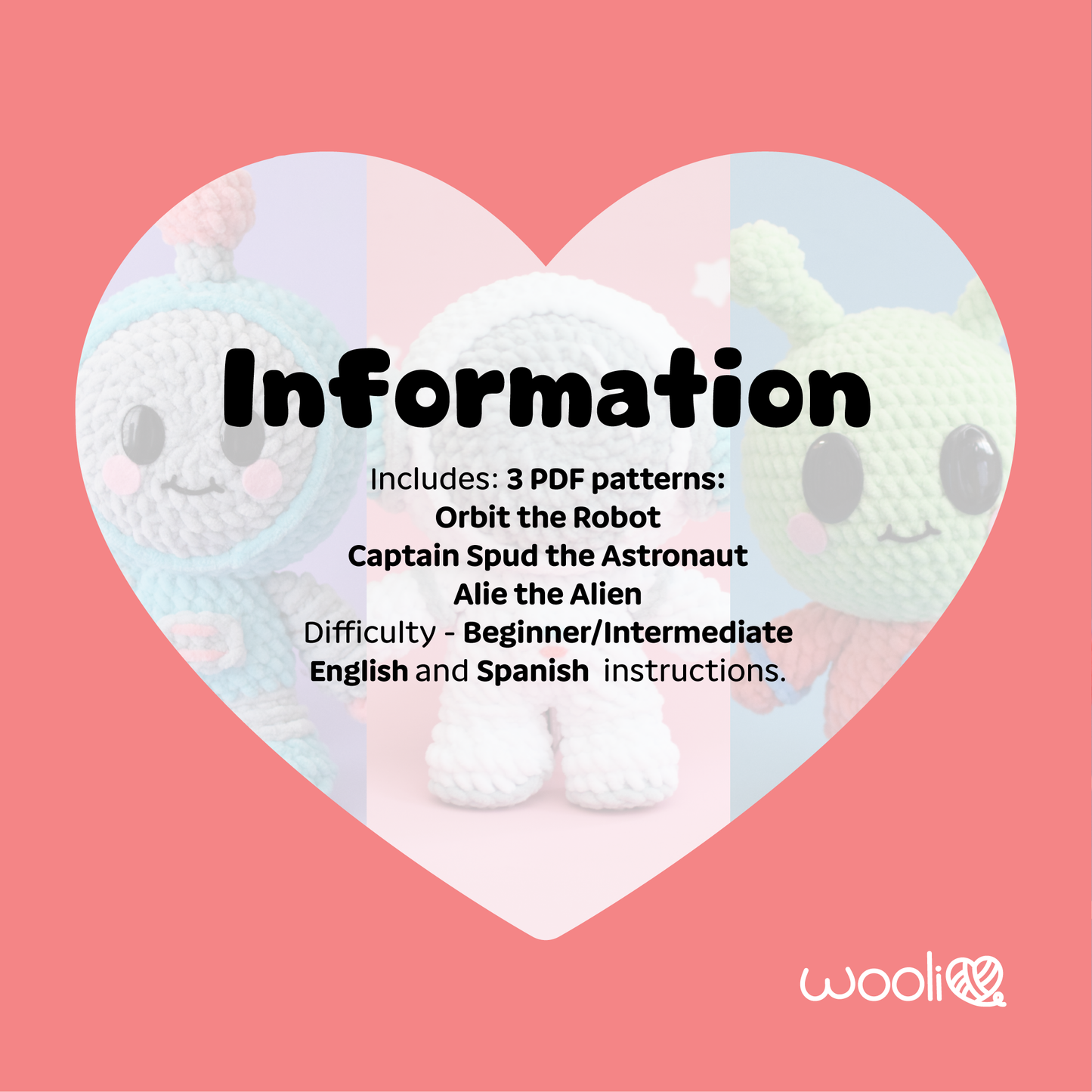 Wooli Space Explorers | PDF Amigurumi Pattern Bundle | English and Spanish