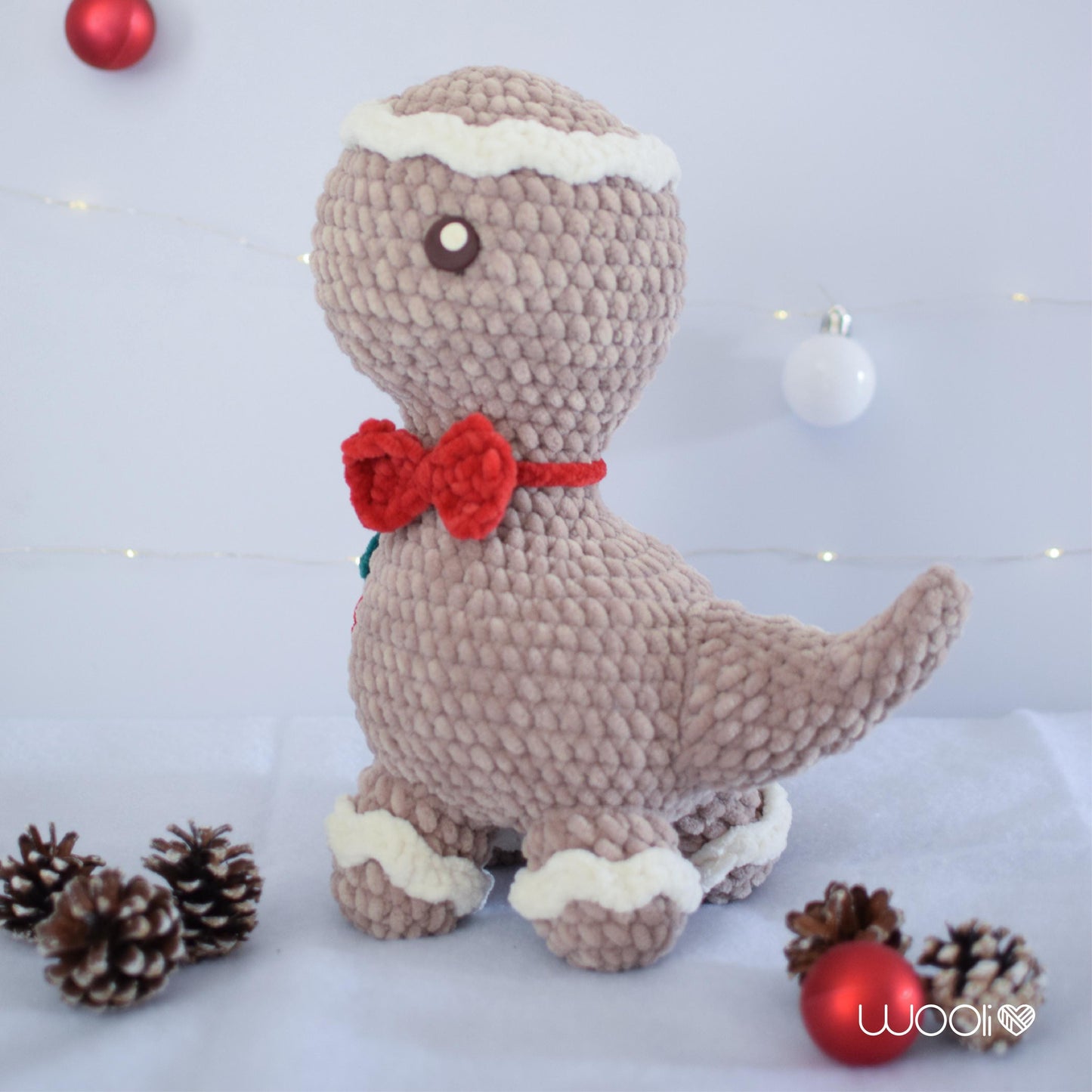 Gingerbread Dino the Gingerbread Cookie Dinosaur PDF Amigurumi Pattern | English and Spanish