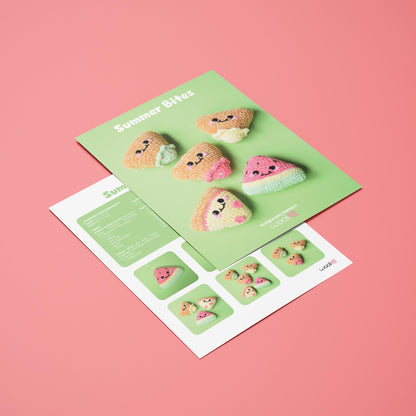 Summer Bites Pizza, Watermelon and Chip PDF Amigurumi Pattern | English and Spanish