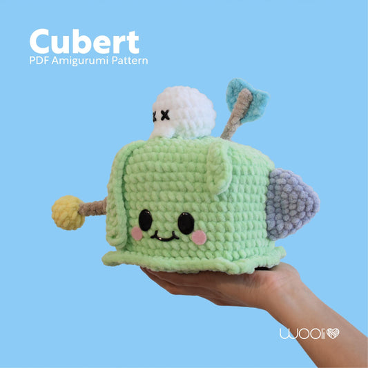 Cubert the cute Gelatinous Cube PDF Amigurumi Pattern | English and Spanish