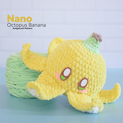 Nano the Banana Octopus PDF Amigurumi Pattern | English and Spanish