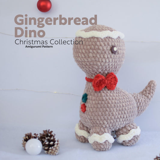 Gingerbread Dino the Gingerbread Cookie Dinosaur PDF Amigurumi Pattern | English and Spanish