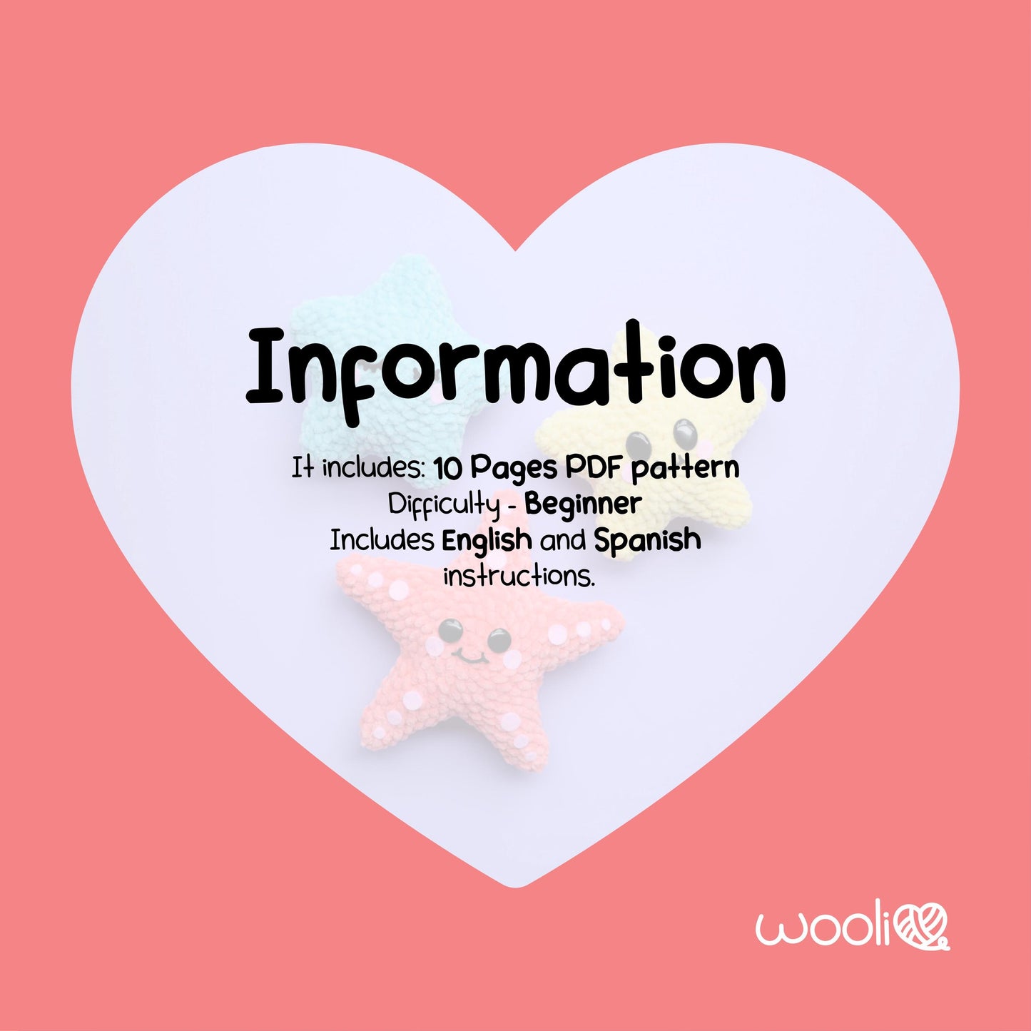 Nova, Aqua & Ari the Star, Starfish and Baby Star PDF Amigurumi Pattern | English and Spanish
