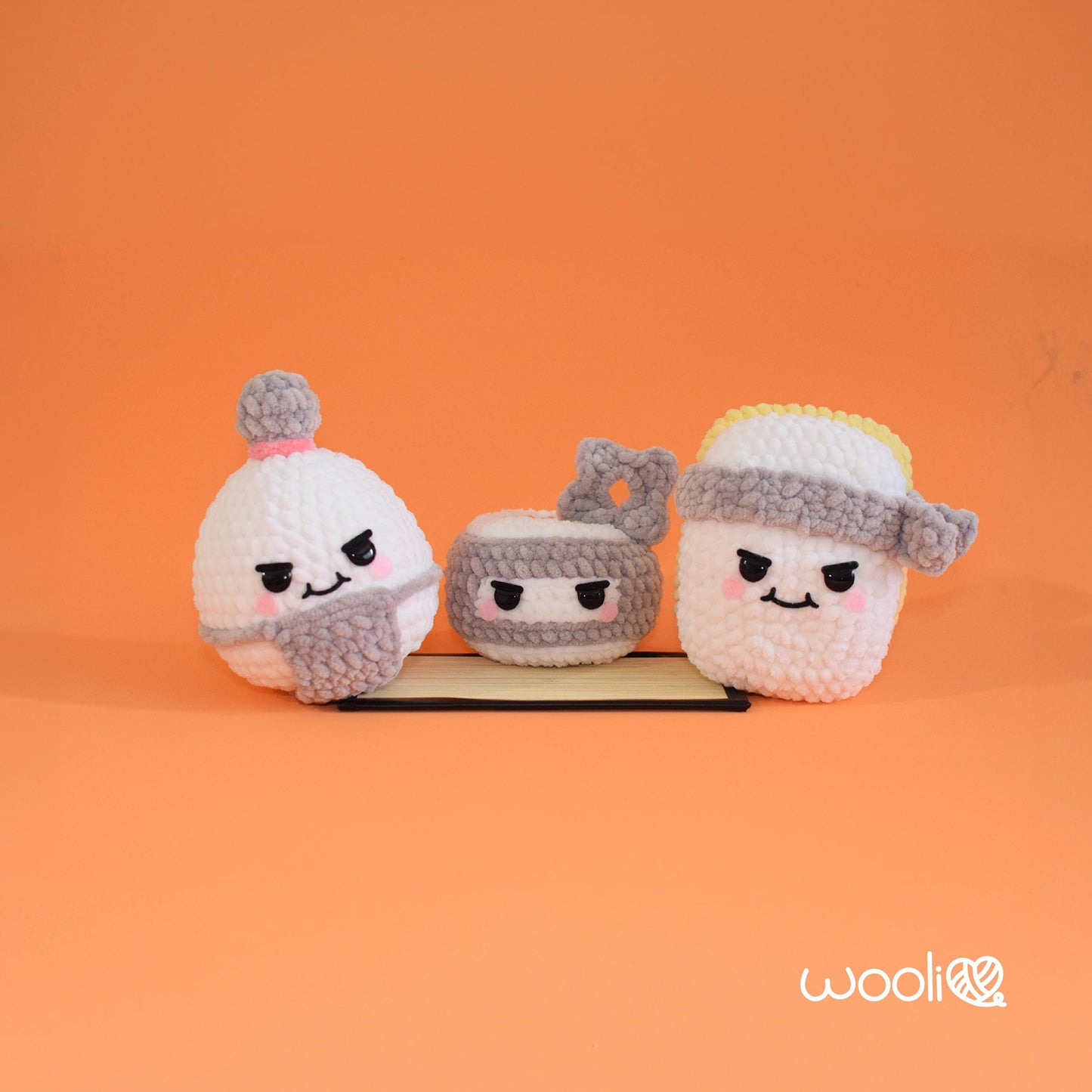 The Secret Life of Sushi  Sumo Onigiri, Karate Nigiri and Ninja Maki PDF Amigurumi Pattern | English/Spanish