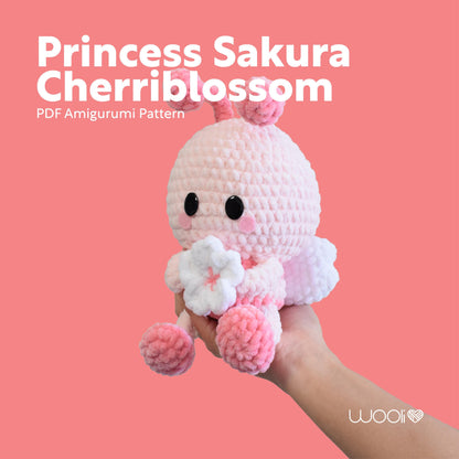 Princess Sakura Cherriblossom Cherry Blossom Flower Bee PDF Amigurumi Pattern | English and Spanish