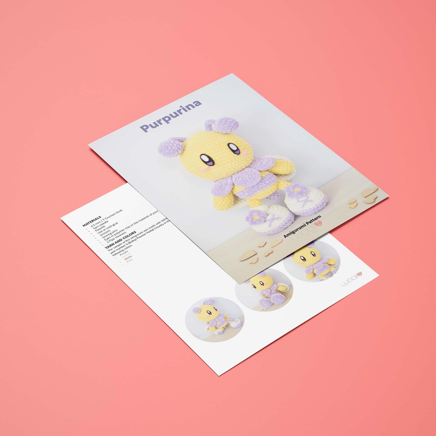 Purpurina Flower Bee PDF Amigurumi Pattern | English and Spanish