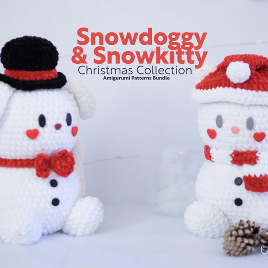 Snowpets Snowkitty and Snowdoggy Bundle PDF Amigurumi Pattern | English and Spanish